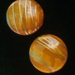 Vintage abstract acrylic stud earrings gold, tan, metallics beautiful color